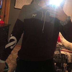 PINK Maroon & Gray Cowl Neck Sweatshirt